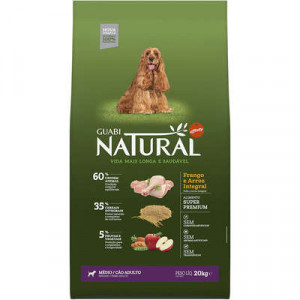 Guabi Natural Cães Adulto Raças Médias Frango e Arroz Integral - 2,5kg/15kg